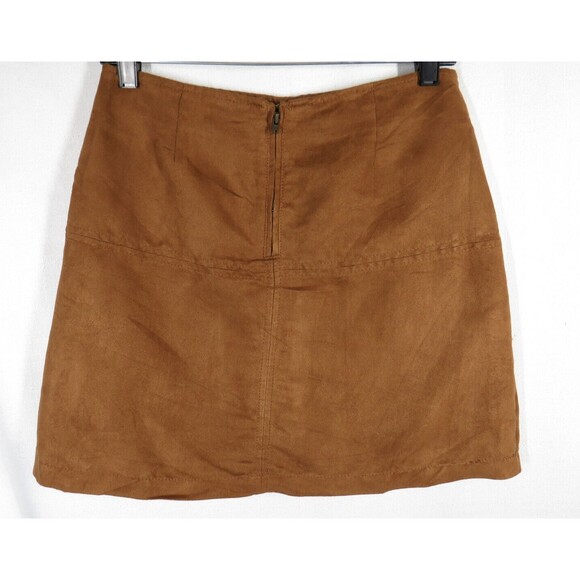 Sanctuary Women's Cognac Faux Suede Mini Skirt Size Small - Picture 2 of 9